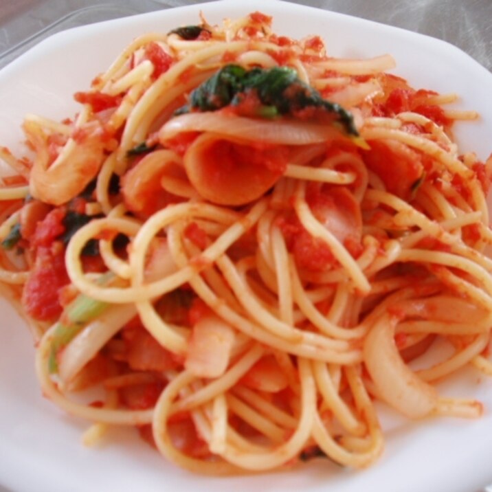 ほうれん草とウインナーのトマト・スパゲティ
